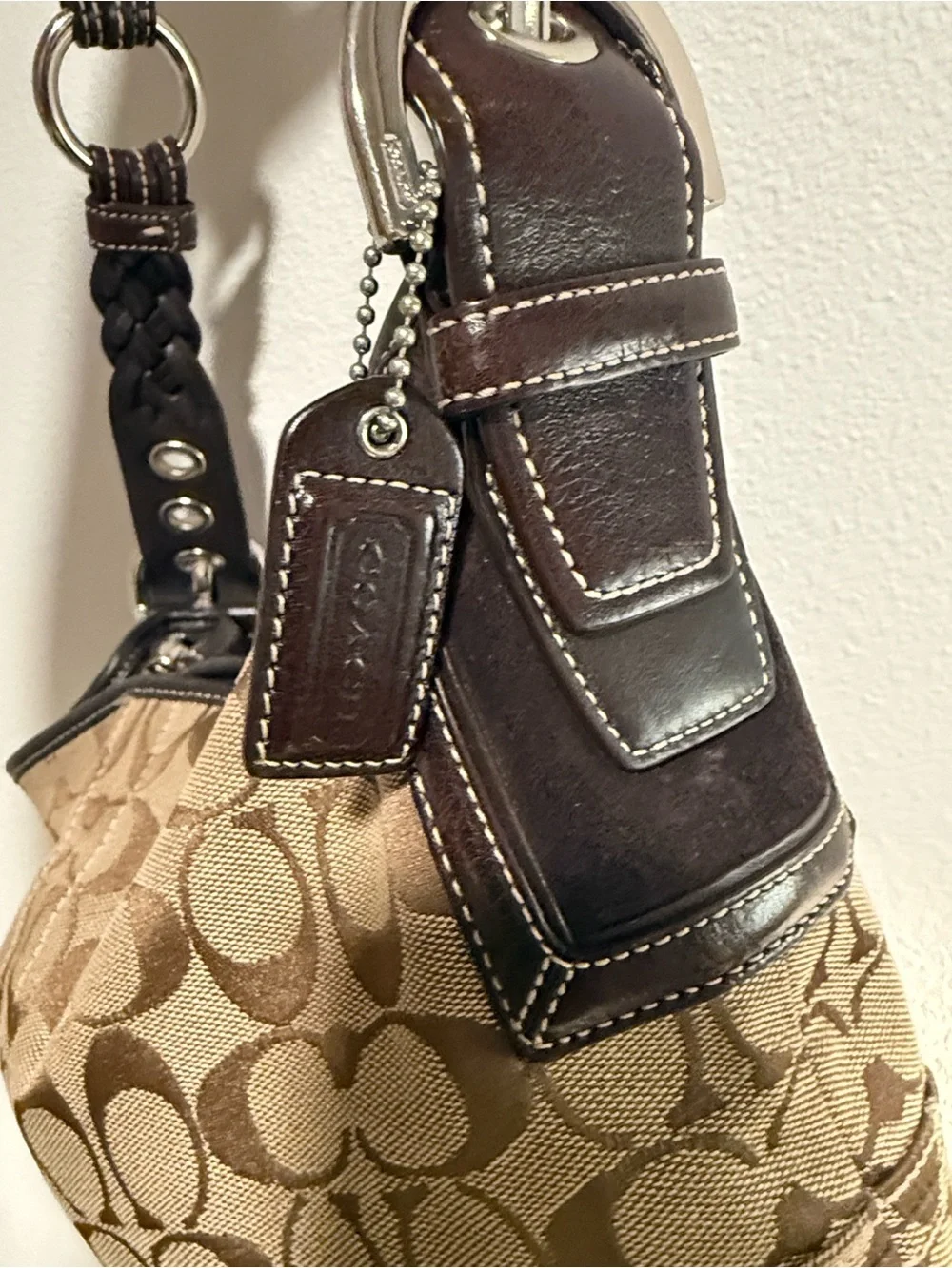 Coach Brown Signature Canvas Shoulder Bag